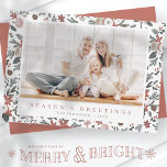 Cartes Pour Fêtes Annuelles Moderne Noël Floral Foliage Motif botanique<br><div class="desc">Le design est composé d'un Motif botanique moderne fleuri et verdoyant. Ajoutez une photo personnalisée de famille ou d'animal de compagnie. Ajoutez le nom de famille et l'année.</div>