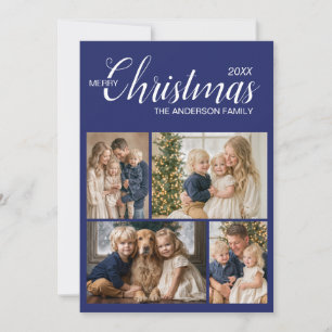 Cartes Pour Fêtes Annuelles Moderne Noël multi-photo bleu ivoire