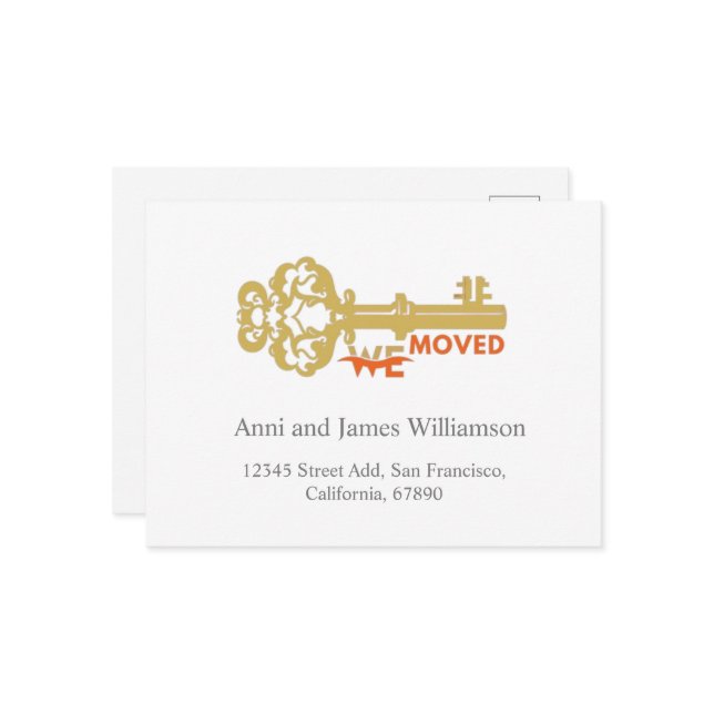 Cartes Pour Fêtes Annuelles Moderne Nous Avons Déplacé La Clé Déménagement (Devant/Arrière en situation)