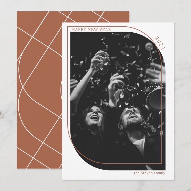 Cartes Pour Fêtes Annuelles Moderne nouvelle année couverture photo terracotta (Devant / Derrière)