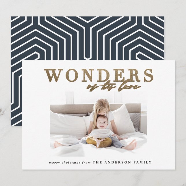 Cartes Pour Fêtes Annuelles Moderne or religieux chic or multi photo Noël (Devant / Derrière)