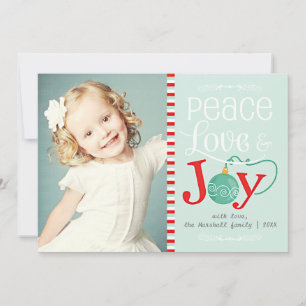Cartes Pour Fêtes Annuelles Moderne Paix Amour & Joie Photo de Noël