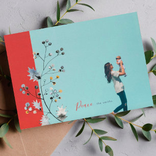 Cartes Pour Fêtes Annuelles Moderne Paix Amour OU Joie Noël Photo Holiday C