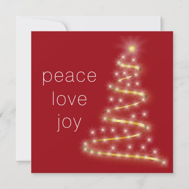 Cartes Pour Fêtes Annuelles Moderne Peace Love Joy Red Gold (Devant)