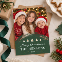 Moderne Photo de Famille Complet pour Noël en Vert