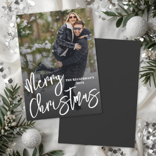 Cartes Pour Fêtes Annuelles Moderne Photo de Noël avec Écriture au Pinceau Min