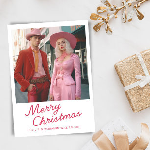 Cartes Pour Fêtes Annuelles Moderne Photo de Noël blanc écriture amusante
