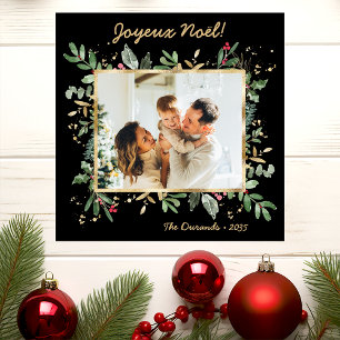 Cartes Pour Fêtes Annuelles Moderne Photo de Verdure Botanique Joyeux Noel
