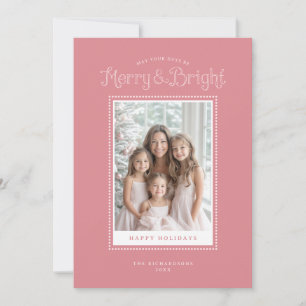 Cartes Pour Fêtes Annuelles Moderne Photo Rose Clair et Joyeux