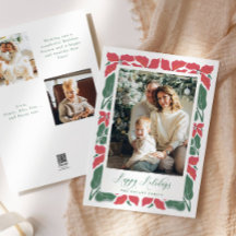 Moderne Poinsettia Script Joyeux Vacances Photo