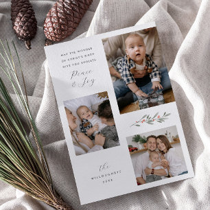 Cartes Pour Fêtes Annuelles Moderne Religieux Noël Verdure Multiphoto