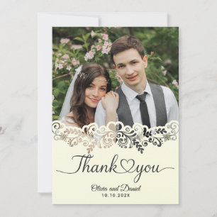 Cartes Pour Fêtes Annuelles Moderne Remerciement de Mariage à Plat en forme de