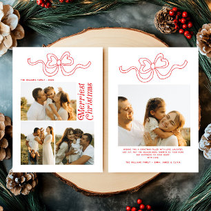 Cartes Pour Fêtes Annuelles Moderne Retro Bow Joyeux Noël Photo Voiture de vac