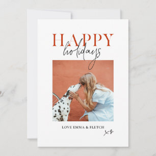 Cartes Pour Fêtes Annuelles Moderne Retro brillant couleur rouge orange chien 