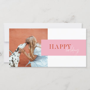 Cartes Pour Fêtes Annuelles Moderne Rétro Couleur Rose Orange Script Chien