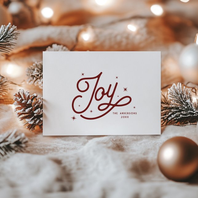 Cartes Pour Fêtes Annuelles Moderne Retro Joie Noël Script Typographie | Red (Créateur téléchargé)