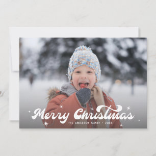 Cartes Pour Fêtes Annuelles Moderne Retro Joyeux Noël Photo Feux de neige