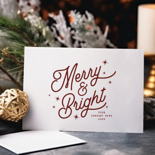 Cartes Pour Fêtes Annuelles Moderne Retro Merry et Bright Stars Business Red
