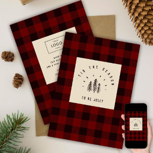 Cartes Pour Fêtes Annuelles Moderne Retro Plaid Vintage Red Logo Business