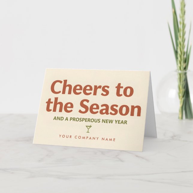 Cartes Pour Fêtes Annuelles Moderne Rétro Script Toast à la Saison (Devant)