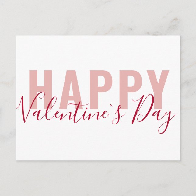 Cartes Pour Fêtes Annuelles Moderne Rose Rouge Joyeux Saint-Valentin Script (Devant)