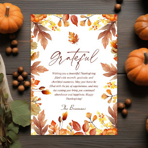 Cartes Pour Fêtes Annuelles Moderne Rustique Thanksgiving Automne Gratuit Auto