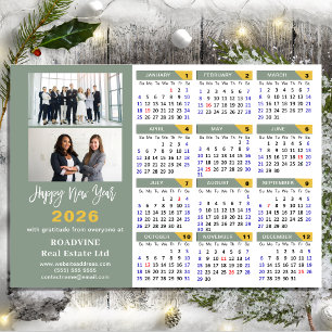Cartes Pour Fêtes Annuelles Moderne Sage Green 2025 Calendrier Business Minima