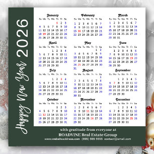 Cartes Pour Fêtes Annuelles Moderne Sage Green Business 2026 Calendrier Simple