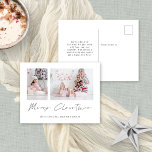 Cartes Pour Fêtes Annuelles Moderne Simple 2 Photos Joyeux Noël<br><div class="desc">Moderne Simple 2 Photos Joyeux Noël. Joyeux Noël est dans un script stylé.</div>