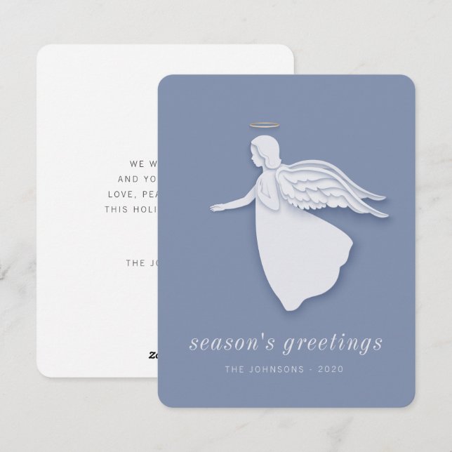 Cartes Pour Fêtes Annuelles Moderne Simple Angle de Noël (Devant / Derrière)