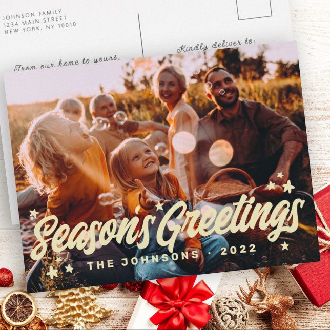 Cartes Pour Fêtes Annuelles Moderne Simple Jouer Salutations Stars Photo de fa (Créateur téléchargé)