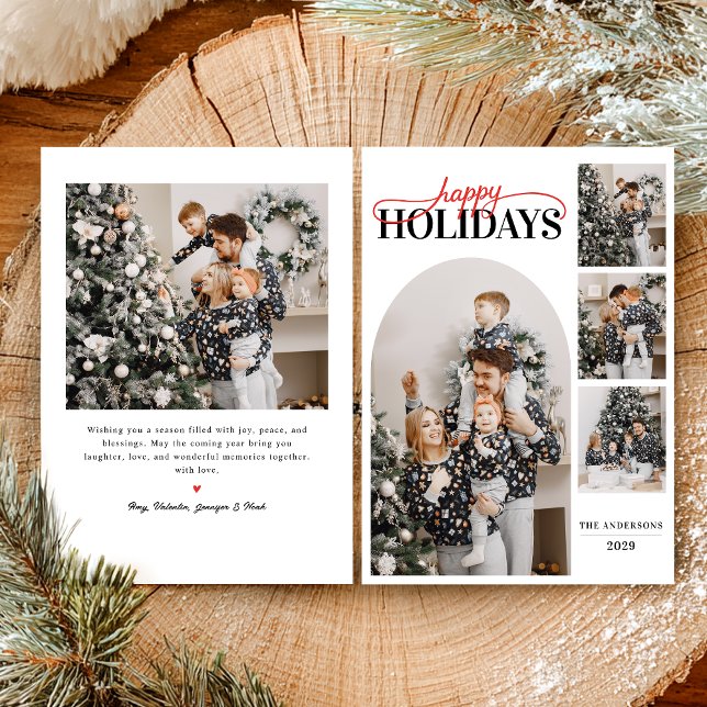 Cartes Pour Fêtes Annuelles Moderne Simple Joyeux Joyeux Vacances Photo Callig (Créateur téléchargé)