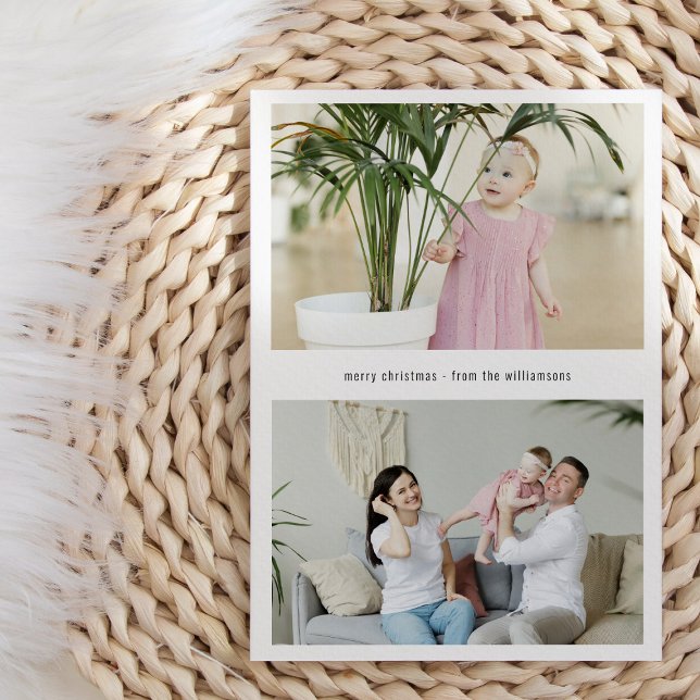 Cartes Pour Fêtes Annuelles Moderne simple modifiable Joyeux Noël Trois photos (Créateur téléchargé)