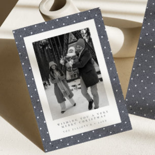 Cartes Pour Fêtes Annuelles Moderne Simple Navy Fête de Noël Famille Photo ave