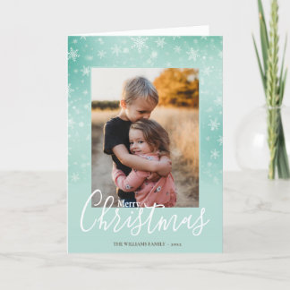 Cartes Pour Fêtes Annuelles Moderne simple neige vert Joyeux Noël Photo