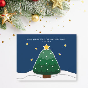 Cartes Pour Fêtes Annuelles Moderne Simple Papercut Stars Snowy Christmas Tree