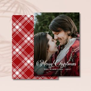 Cartes Pour Fêtes Annuelles Moderne Simple Photo Joyeux Noël Tartan