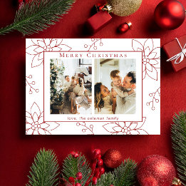 Cartes Pour Fêtes Annuelles Moderne Simple Rouge Poinsettie Deux Photo