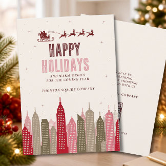 Cartes Pour Fêtes Annuelles Moderne Skyline festive d'entreprise pour l'immobi
