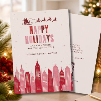 Cartes Pour Fêtes Annuelles Moderne Skyline festive d'entreprise pour l'immobi