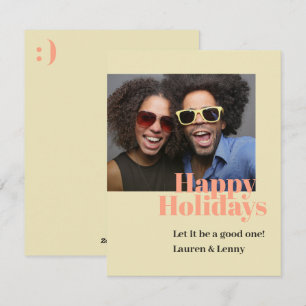 Cartes Pour Fêtes Annuelles Moderne Tendance Gras Saumon Écriture Photo Joyeux