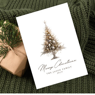 Cartes Pour Fêtes Annuelles Moderne Tendance Minimaliste Joyeux Noël Photo Hol