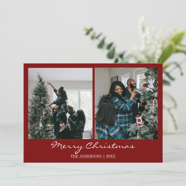 Cartes Pour Fêtes Annuelles Moderne tendance Noël Famille Photo Chic (Debout devant)