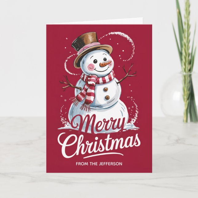Cartes Pour Fêtes Annuelles Moderne tendance Personnalisé Joyeux Noël Snowman (Devant)