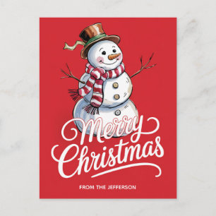 Cartes Pour Fêtes Annuelles Moderne tendance Personnalisé Joyeux Noël Snowman