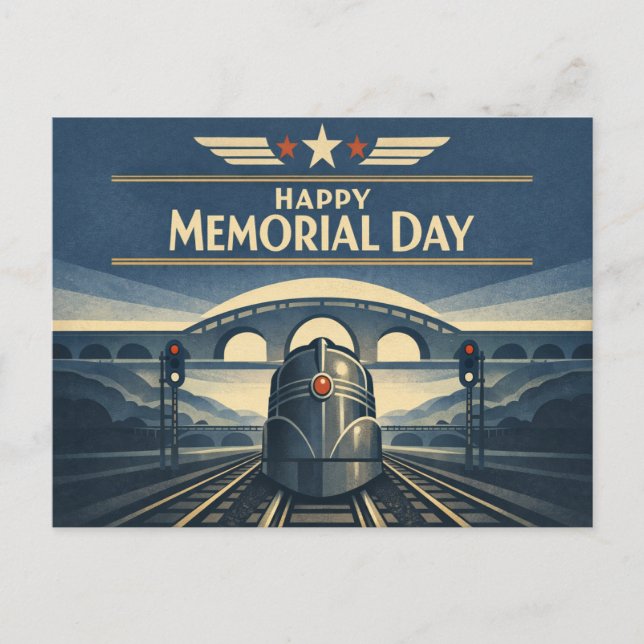 Cartes Pour Fêtes Annuelles Moderne Train Streamline Memorial Day  (Devant)