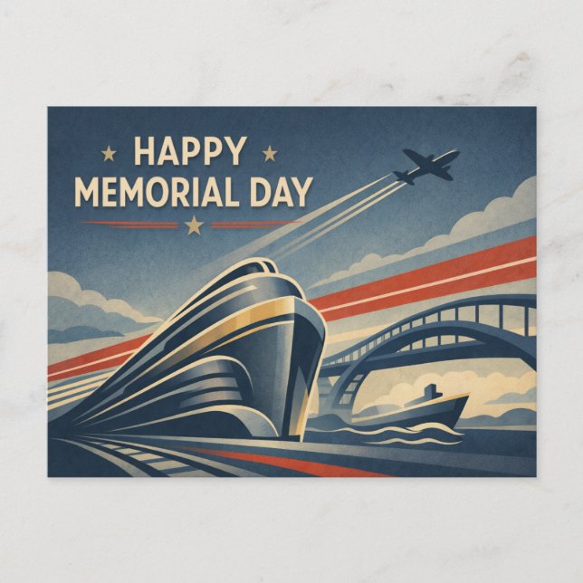 Cartes Pour Fêtes Annuelles Moderne Transportation Tribute Memorial Day  (Devant)