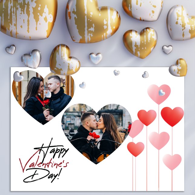Cartes Pour Fêtes Annuelles Moderne Valentines Jour Couple love Coeur Photo Ch (Valentines Day Love Couple photo card)