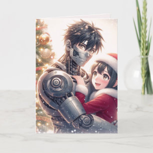 Cartes Pour Fêtes Annuelles Moe Chatbot Love Femme + Robot Christmas