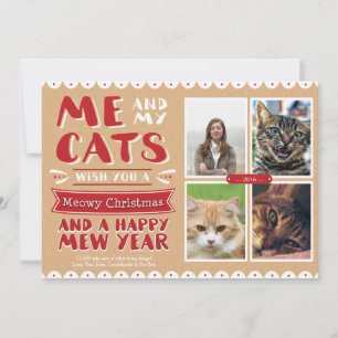 Cartes Pour Fêtes Annuelles Moi et mes chats Noël 5x7 Photocard (4 images)